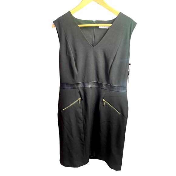 Calvin Klein Black Sheath Crepe Dress Work Career | Sz 12 | NWT - Picture 16 of 16